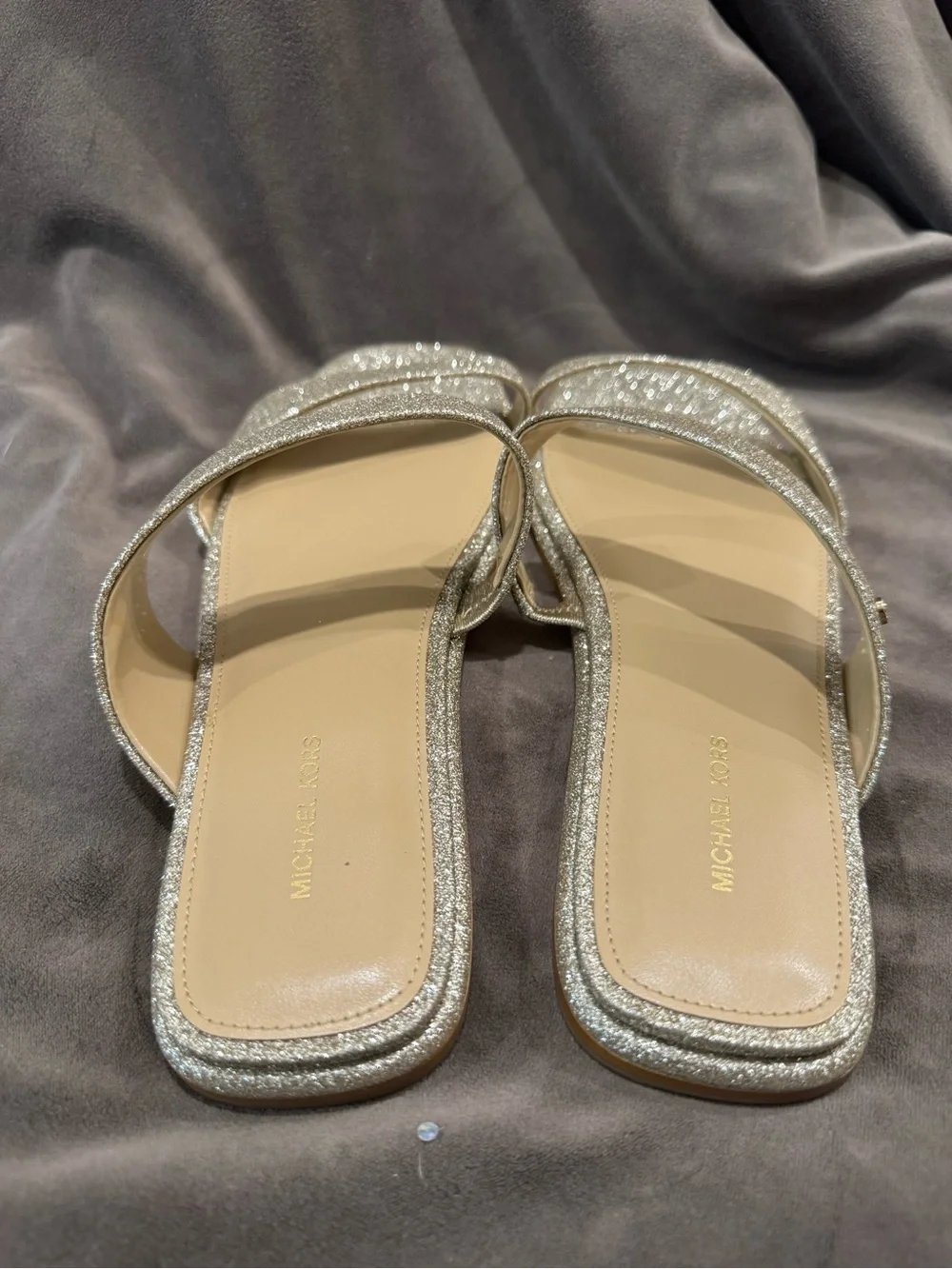 Michael Kors Silver Glitter Slide Mules